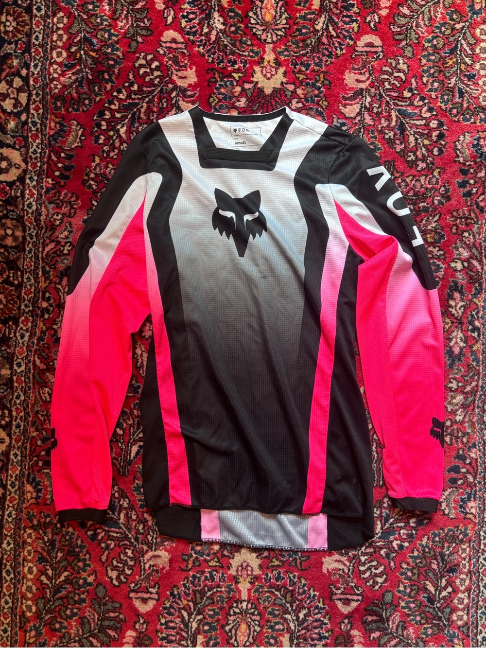 Fox Black, Pink & White Long Sleeve Motocross Jersey